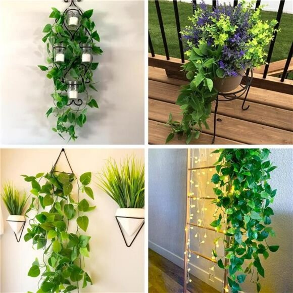 Artificial Hanging Ivy Plants 2 Pack Fake Vines for Wall Home Patio Decor - Picture 6 of 7